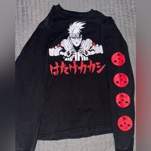 NARUTO SHIPPUDEN Hatake Kakashi Black Long sleeve Tee Shirt. Size M.